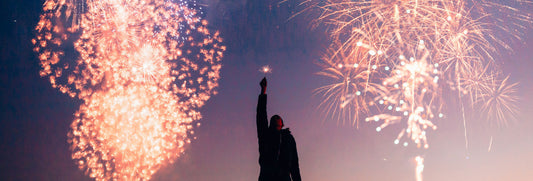 Near Year celebration fireworks over the Statue of Liberty