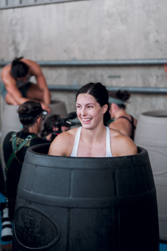 CrossFit athlete Emma Lawson, 2nd Fittest in the World, recovering in an Ice Barrel 400