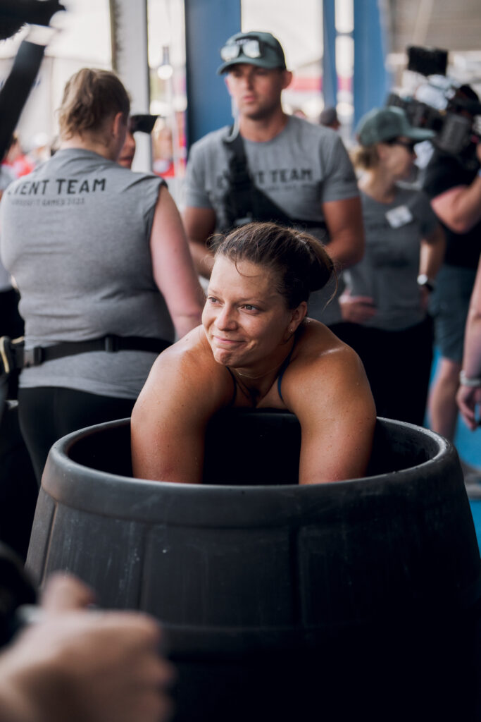 2023 CrossFit Champion and Fittest Woman on Earth Laura Horvath recovers in an Ice Barrel 400